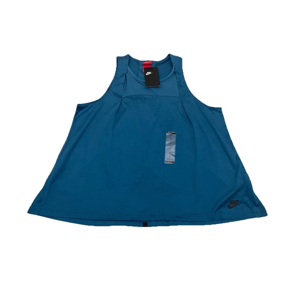 NWT NIKE Bonded Top Athletic Tank Top M Blue‎ Relaxed Fit Breathable Lightweight